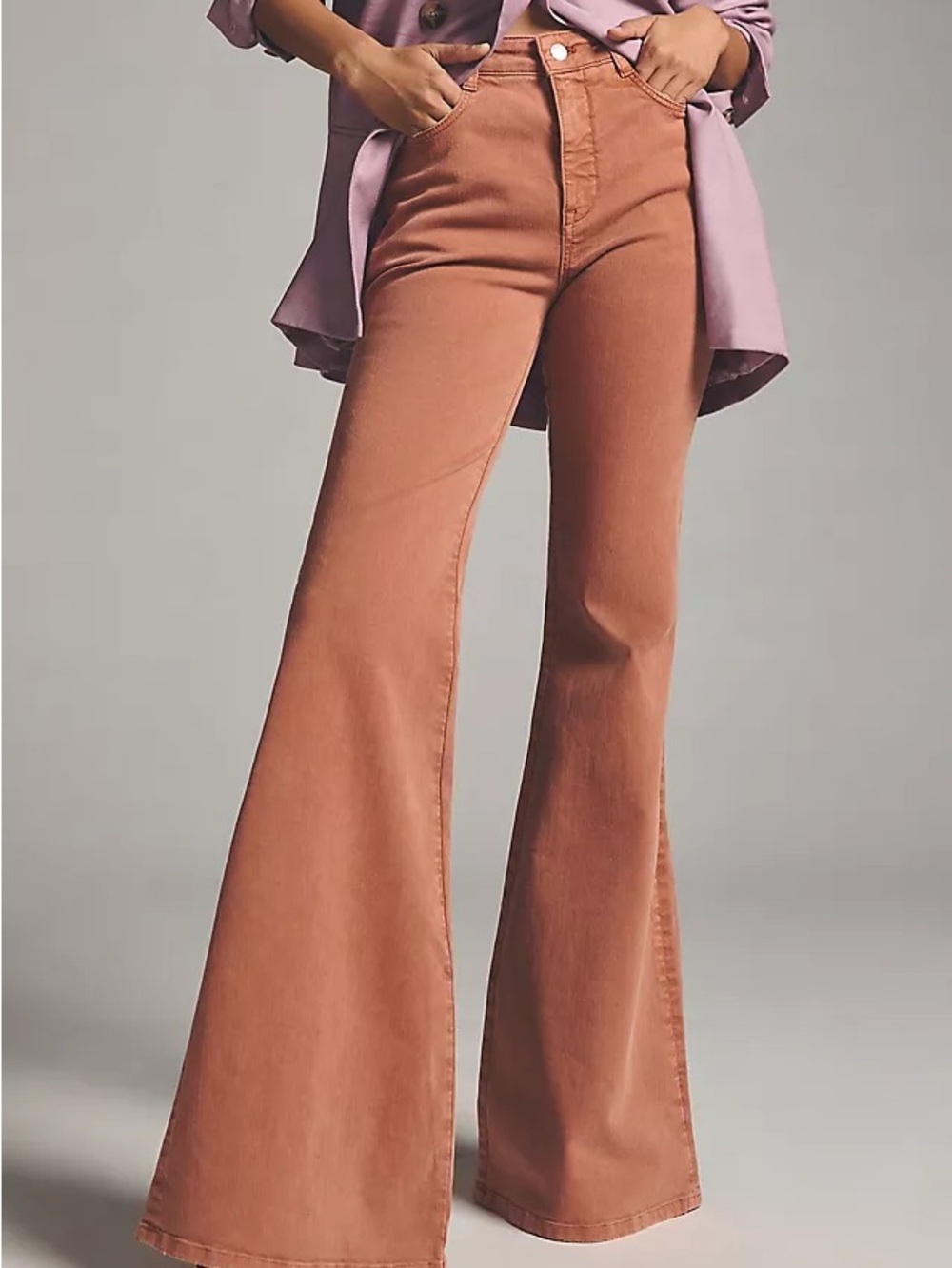 Anthropologie-Pilcro Flare-Leg High-Rise Jeans in Rusty Orange 26 NWOT